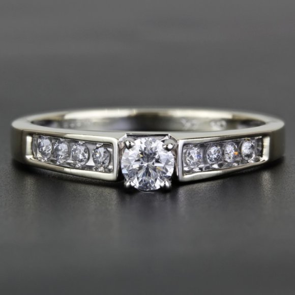 14k White Gold Diamond Engagement Ring by Magic Glo - Picture 1 of 9